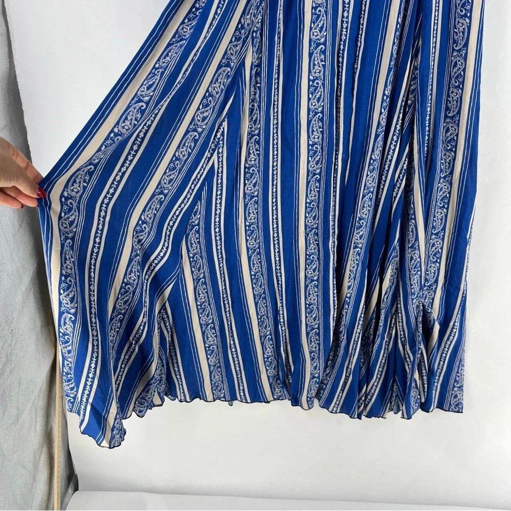 Free People After The Storm‎ Maxi Dress Button Front Paisley 3/4 Sleeve Boho